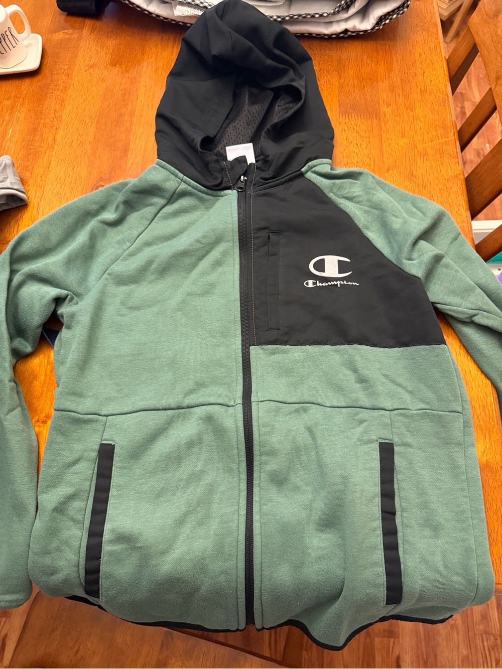 Champion Green and Black Full-Zip Hooded Jacket for Kids